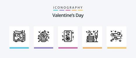 Valentines Day Line 5 Icon Pack Including paper. favorite. tea. buy. donation. Creative Icons Design vector