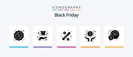 Black Friday Glyph 5 Icon Pack Including chat. shopping. percentage. percentage. discount. Creative Icons Design vector