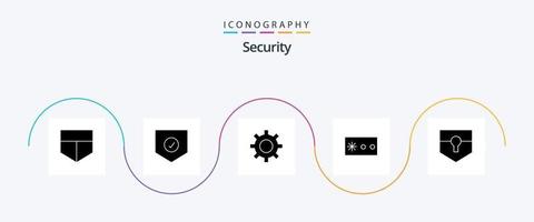 paquete de iconos de glifo de seguridad 5 que incluye . blindaje. engranaje. seguridad. llave vector