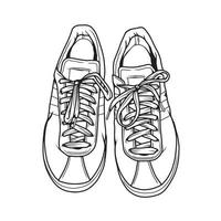 Fashion sneakers. Sneakers shoe .Flat vector illustration. Sneakers line art. Sneakers side view