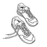 Fashion sneakers. Sneakers shoe .Flat vector illustration. Sneakers line art. Sneakers side view