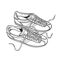 Fashion sneakers. Sneakers shoe .Flat vector illustration. Sneakers line art. Sneakers side view