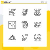 Set of 9 Commercial Outlines pack for timer watch love user interface Editable Vector Design Elements