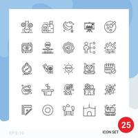 25 User Interface Line Pack of modern Signs and Symbols of drawing graph moon project ramadan Editable Vector Design Elements