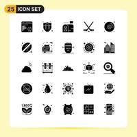 Universal Icon Symbols Group of 25 Modern Solid Glyphs of coffee dvd mailbox disk american Editable Vector Design Elements