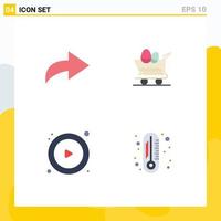 Group of 4 Modern Flat Icons Set for arrow chemistry trolley control thermometer Editable Vector Design Elements