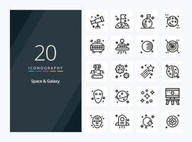 20 Space And Galaxy Outline icon for presentation vector