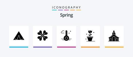 Spring Glyph 5 Icon Pack Including christmas. spring. temperature. nature. flower. Creative Icons Design vector