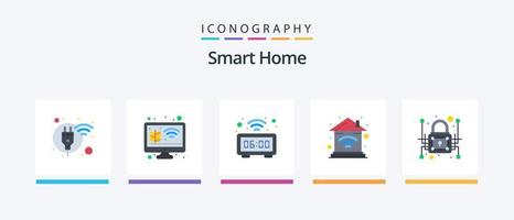 Smart Home Flat 5 Icon Pack Including smart. home. monitor growth. wrist. technology. Creative Icons Design vector