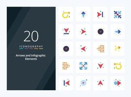 20 Arrow Flat Color icon for presentation vector