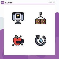 Universal Icon Symbols Group of 4 Modern Filledline Flat Colors of future food technology construction ecology Editable Vector Design Elements