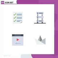 4 Thematic Vector Flat Icons and Editable Symbols of checkmarks storage page database computer Editable Vector Design Elements