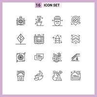 Modern Set of 16 Outlines and symbols such as leaf map spring location mask Editable Vector Design Elements