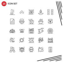 Modern Set of 25 Lines Pictograph of wireframe ui exchange layout easter Editable Vector Design Elements