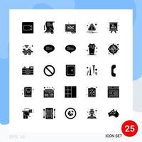 Modern Set of 25 Solid Glyphs and symbols such as formula error application caution learn Editable Vector Design Elements