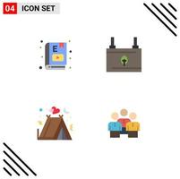 Pack of 4 Modern Flat Icons Signs and Symbols for Web Print Media such as e book energy learning clean holidays Editable Vector Design Elements