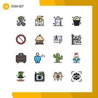 Pictogram Set of 16 Simple Flat Color Filled Lines of food popcorn greeting form disease Editable Creative Vector Design Elements