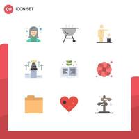 Pictogram Set of 9 Simple Flat Colors of book chess idea fort strategy Editable Vector Design Elements