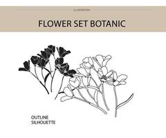 Flower set botanic silhouette vector