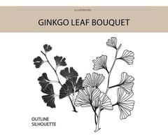 Ginkgo leaf bouquet silhouette vector