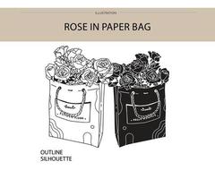 Rose in paper bag silhouette vector