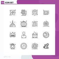 Stock Vector Icon Pack of 16 Line Signs and Symbols for computer power valentine computer signal Editable Vector Design Elements