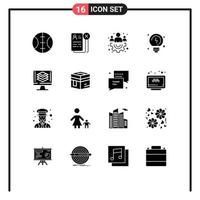16 Universal Solid Glyphs Set for Web and Mobile Applications hajj share management code thinking Editable Vector Design Elements