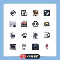 Set of 16 Modern UI Icons Symbols Signs for server control technology fan bathroom Editable Creative Vector Design Elements