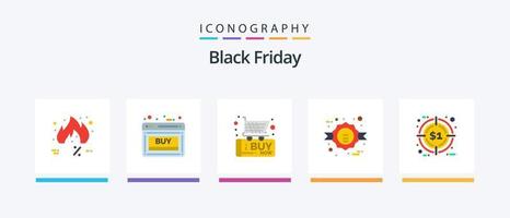 paquete de iconos de 5 pisos de viernes negro que incluye venta. comercio. rebaja. viernes negro comercio. diseño de iconos creativos vector