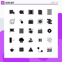 Set of 25 Modern UI Icons Symbols Signs for buntings text sheet film text document Editable Vector Design Elements