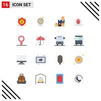 Group of 16 Flat Colors Signs and Symbols for male virus box testing bugs Editable Pack of Creative Vector Design Elements