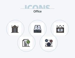 Office Line Filled Icon Pack 5 Icon Design. note. money. desktop. coin. stream vector