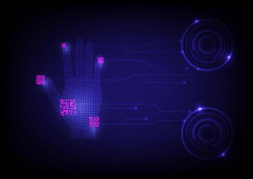 Futuristic hand scan recognition on technology background. vector