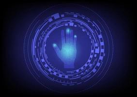 Futuristic hand scan recognition technology . Biometric data security concept. Vector illustration.