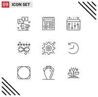 Pack of 9 creative Outlines of interface rating medical lead content Editable Vector Design Elements