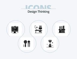 diseño de pensamiento glifo icono paquete 5 diseño de iconos. diseñador. dibujo. joya. modelado. animado vector