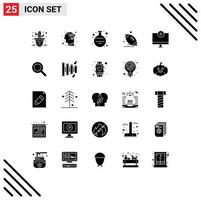 paquete de iconos de vector de stock de 25 signos y símbolos de línea para computadoras juego vidrio deporte bola elementos de diseño de vector editables