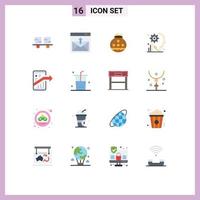 Flat Color Pack of 16 Universal Symbols of process mind email festival water Editable Pack of Creative Vector Design Elements