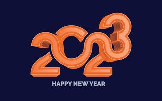 Happy new year 2023 Glossy Typography logo design vector