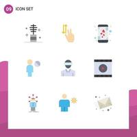 Set of 9 Commercial Flat Colors pack for glasses block up user mobile Editable Vector Design Elements