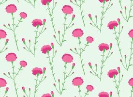Seamless pattern with carnations. Beautiful nature texture in flat style. vector