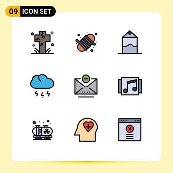 9 Filledline Flat Color concept for Websites Mobile and Apps address weather yarn storm cloud Editable Vector Design Elements