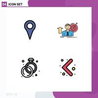 Pack of 4 creative Filledline Flat Colors of geo location diamond pin target ring Editable Vector Design Elements