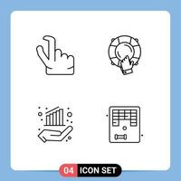 paquete de iconos de vector de stock de 4 signos y símbolos de línea para elementos de diseño de vector editables a mano de seguro de emergencia de datos