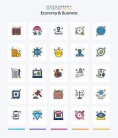 Creative Economy And Business 25 Line FIlled icon pack  Such As business. . accept. time. investment vector