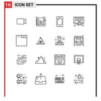 Set of 16 Commercial Outlines pack for browser phone smart phone mobile apps Editable Vector Design Elements