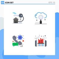 Modern Set of 4 Flat Icons and symbols such as home call key media preference Editable Vector Design Elements