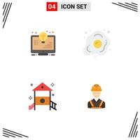 4 Universal Flat Icons Set for Web and Mobile Applications bulb nutrition light bulb egg kids Editable Vector Design Elements