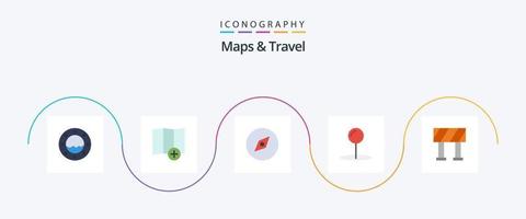 Maps and Travel Flat 5 Icon Pack Including . navigation. block vector