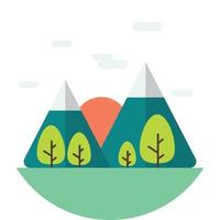 trees and mountains illustration in minimal style vector